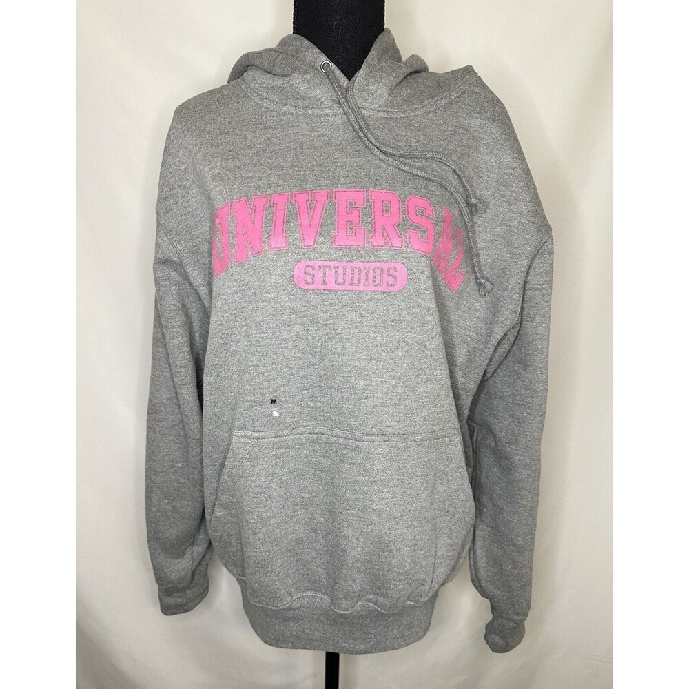 Universal Studios Hoodie Pullover Kangaroo Pocket Gray Pink Women's MEDIUM‎